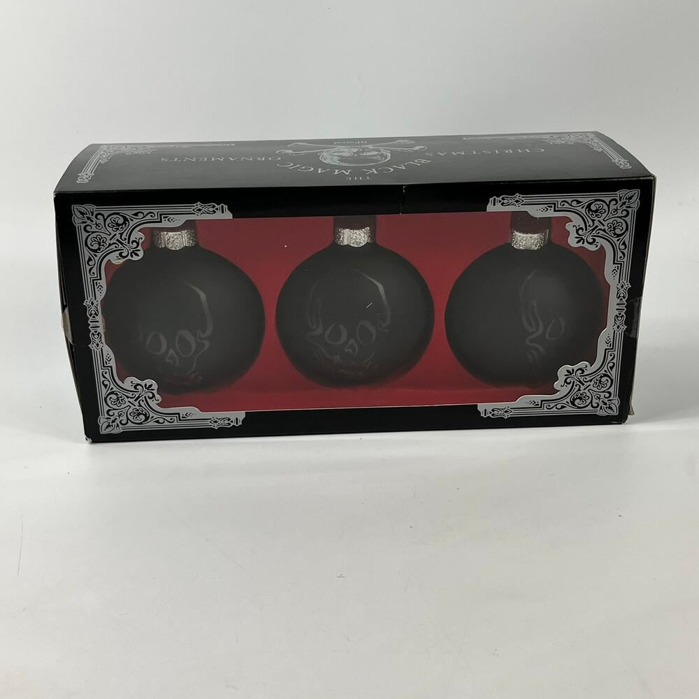 Black Magic Skull Ornaments Set Boxed Loop NYC Gothic Christmas Decor NIB Sealed